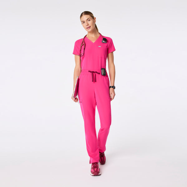 women's Shocking Pink High Waisted Dowa Tall Scrub Pants