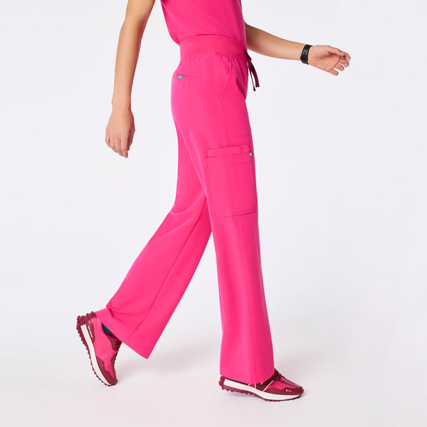women's Shocking Pink High Waisted Isabel Wide Leg - Tall Scrub Pant