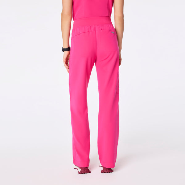women's Shocking Pink High Waisted Isabel Wide Leg - Tall Scrub Pant