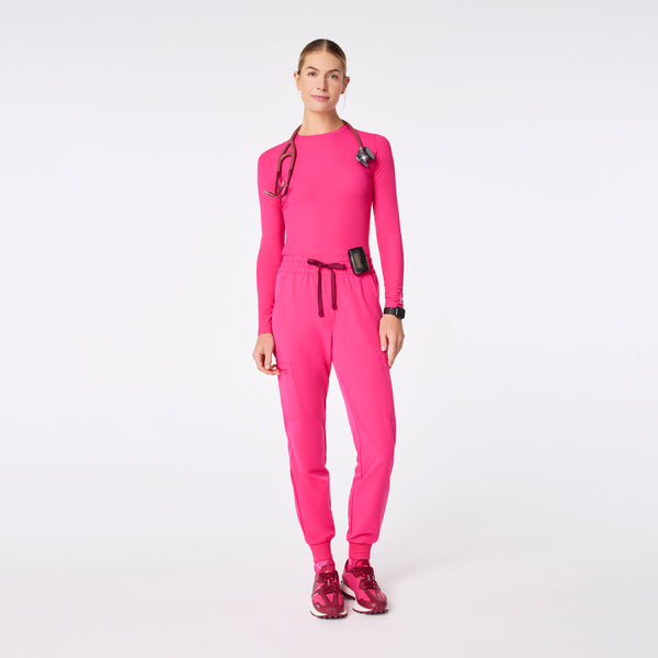 women's Shocking Pink High Waisted Uman Relaxed Petite Jogger Scrub Pant