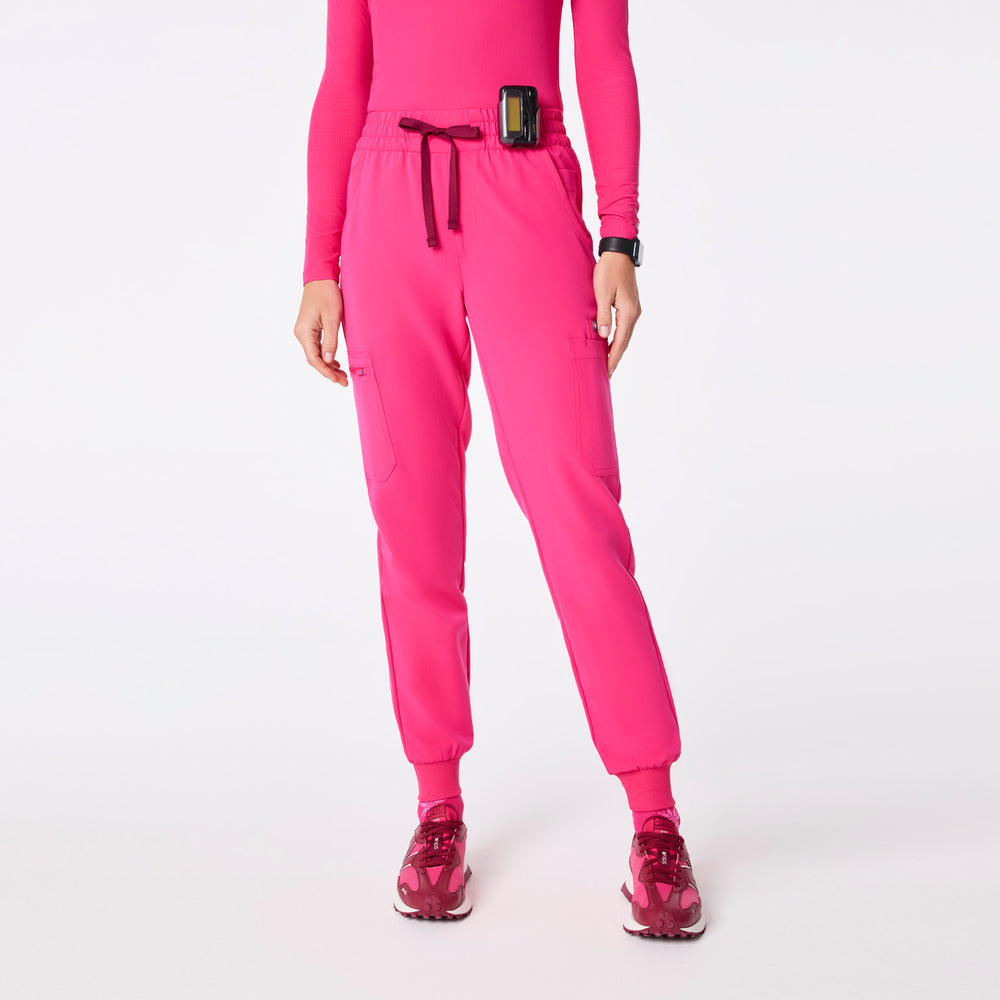 women's Shocking Pink High Waisted Uman Relaxed Jogger Scrub Pant