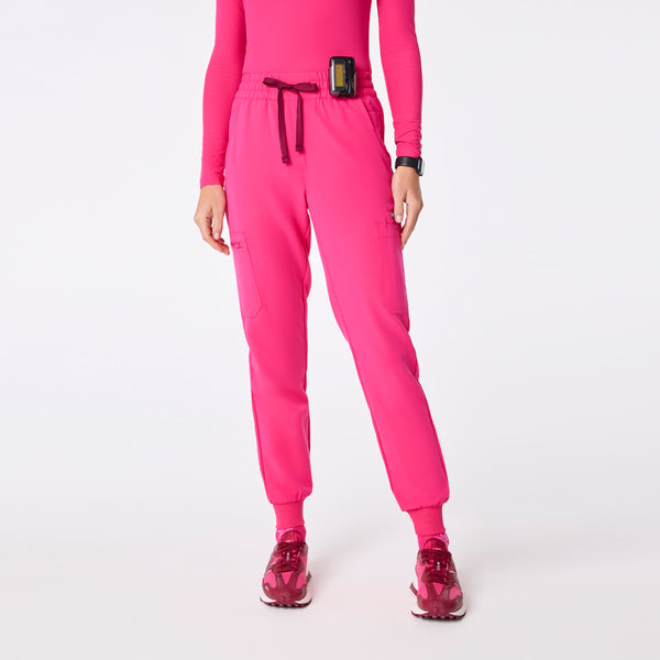 women's Shocking Pink High Waisted Uman Relaxed Jogger Scrub Pant