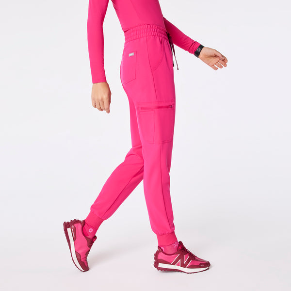 women's Shocking Pink High Waisted Uman Relaxed Petite Jogger Scrub Pant