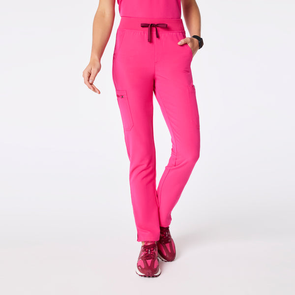 women's Shocking Pink High Waisted Yola - Petite Skinny Scrub Pant™