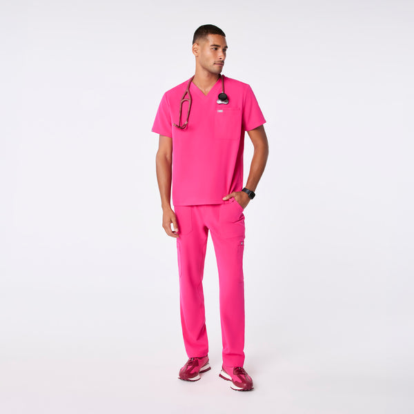 men's Shocking Pink Leon - Three-Pocket Scrub Top™