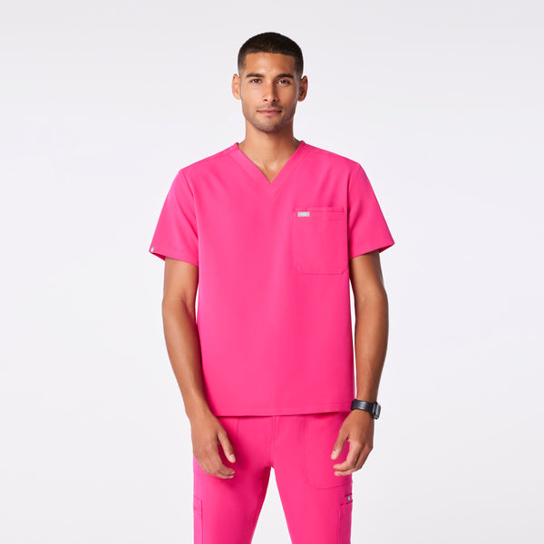 men's Shocking Pink Leon - Three-Pocket Scrub Top™