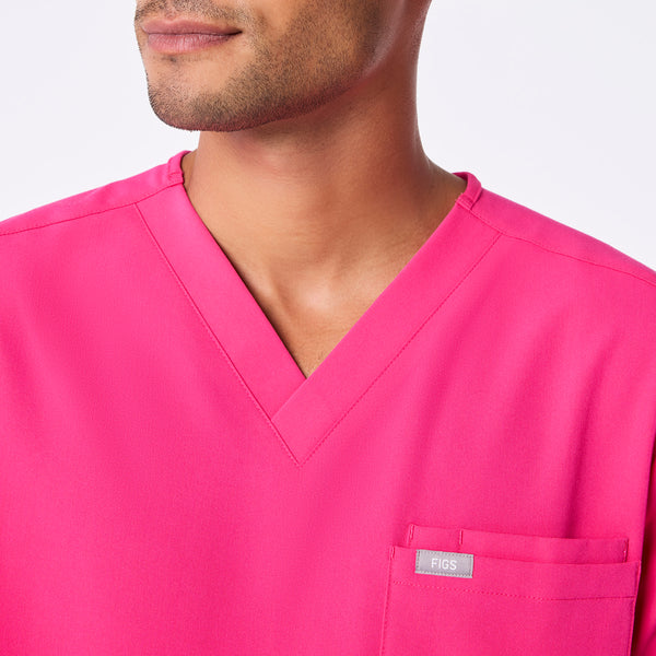men's Shocking Pink Leon - Three-Pocket Scrub Top™