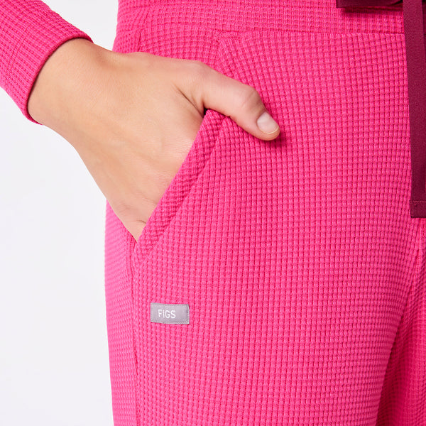 women's Shocking Pink Off-Shift High Waisted Waffle Jogger Sweatpant™