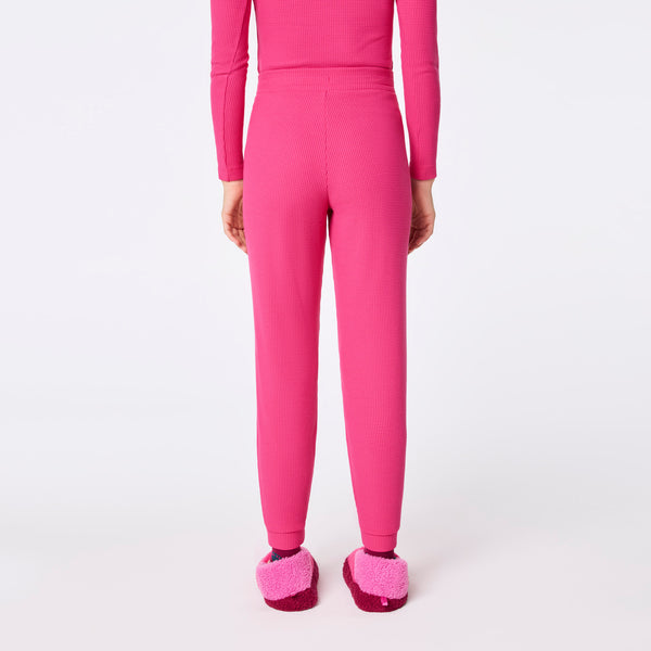 women's Shocking Pink Off-Shift High Waisted Waffle Jogger Sweatpant™