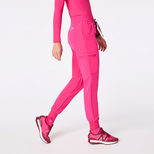 women's Shocking Pink Uman Relaxed Petite Jogger Scrub Pant