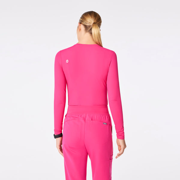 women's Shocking Pink Ribbed - Longsleeve Underscrub