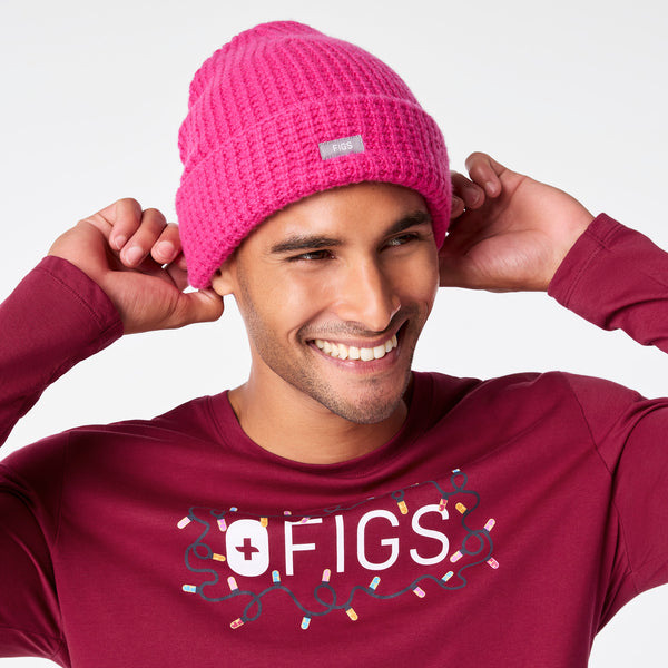 Shocking Pink Waffle Beanie
