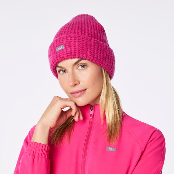 Shocking Pink Waffle Beanie