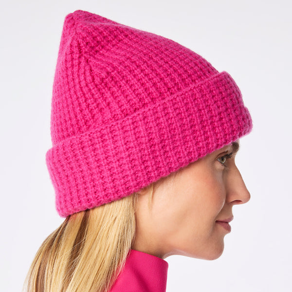 Shocking Pink Waffle Beanie