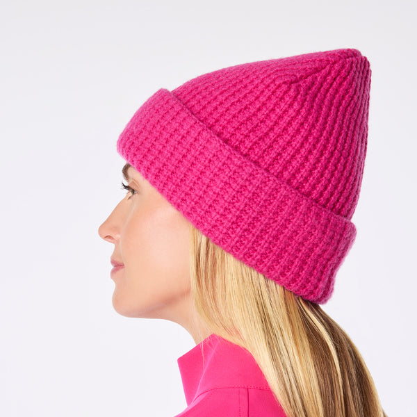 Shocking Pink Waffle Beanie