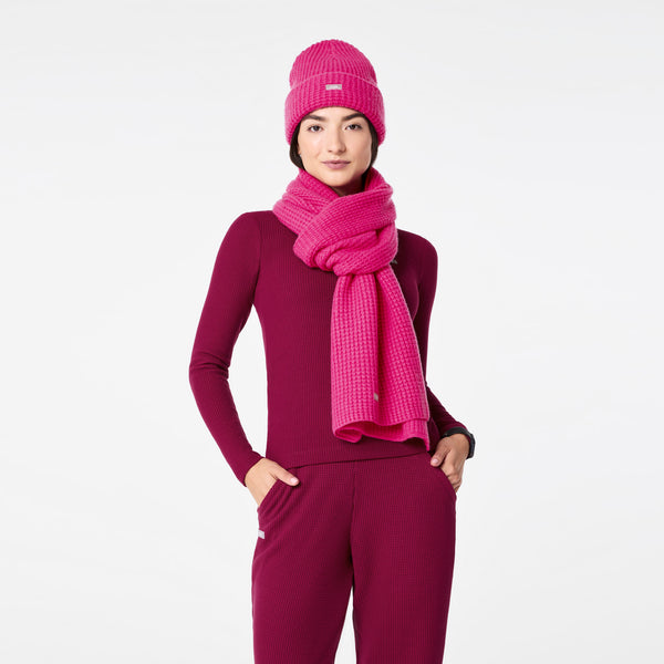 Shocking Pink Waffle Scarf
