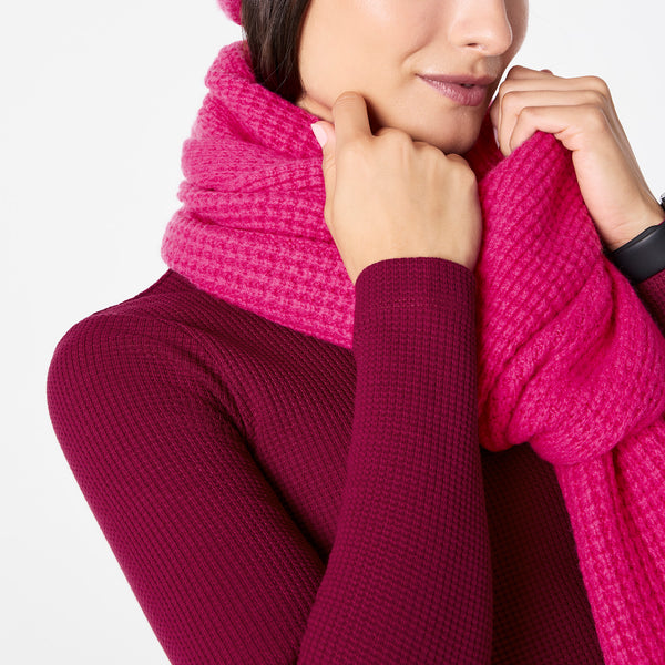 Shocking Pink Waffle Scarf