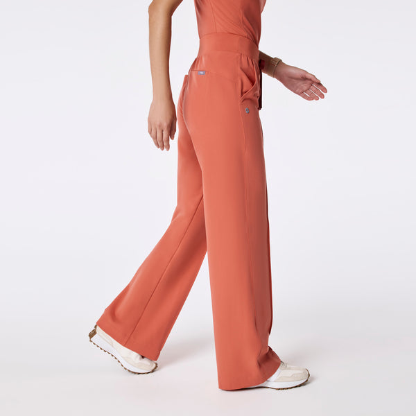 women's Spiced Cider Alexandria Wide Leg Cargo - Petite Scrub Pant