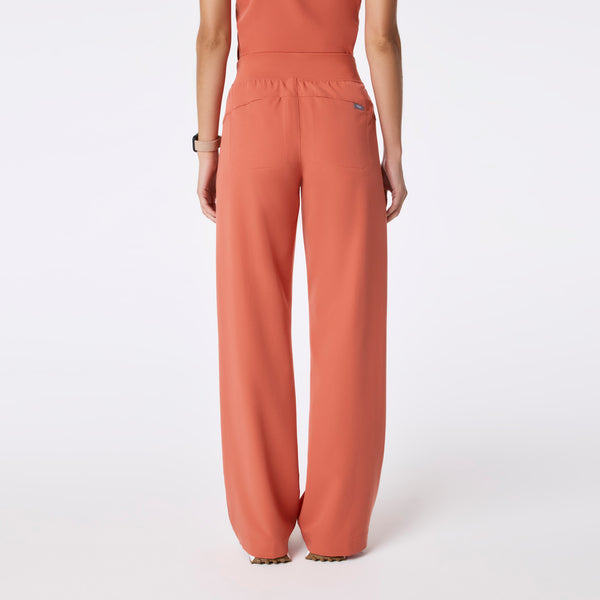 women's Spiced Cider Alexandria Wide Leg Cargo - Petite Scrub Pant