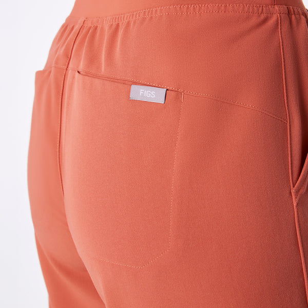 women's Spiced Cider Alexandria Wide Leg Cargo - Petite Scrub Pant