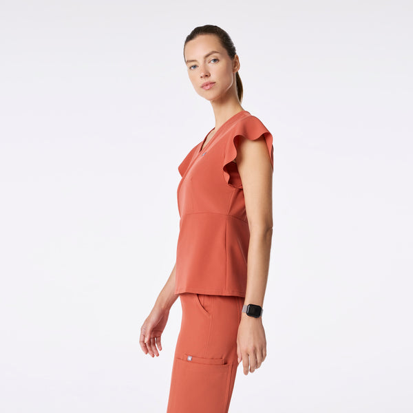women's Spiced Cider Eveleigh Slim Peplum - Scrub Top