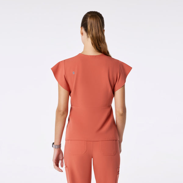 women's Spiced Cider Eveleigh Slim Peplum - Scrub Top