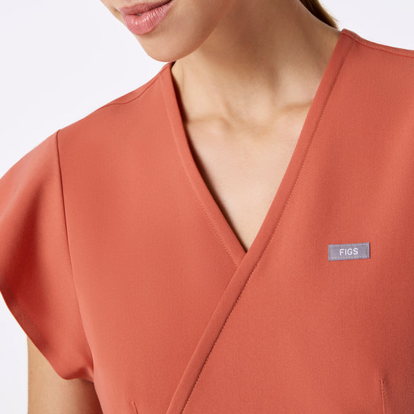 women's Spiced Cider Eveleigh Slim Peplum - Scrub Top
