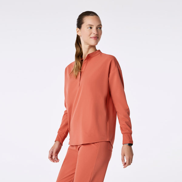women's Spiced Cider Rafaela Relaxed Longsleeve - Scrub Top
