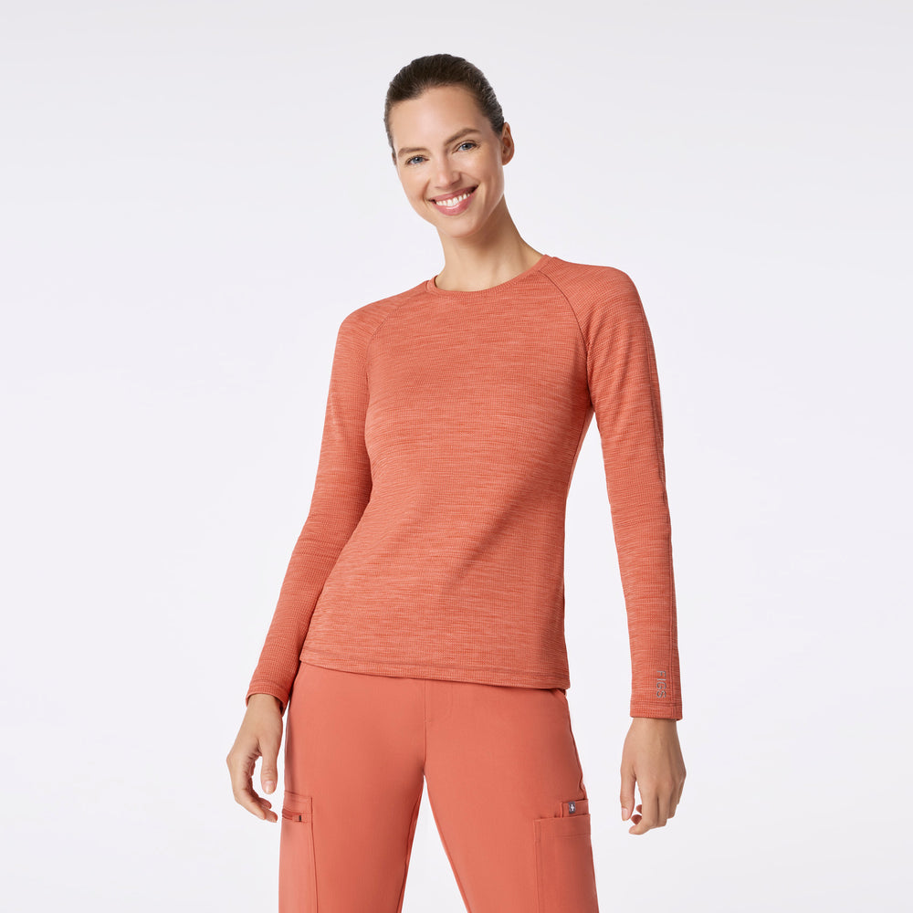 women's Spiced Cider Space Dye Waffle - Longsleeve Underscrub