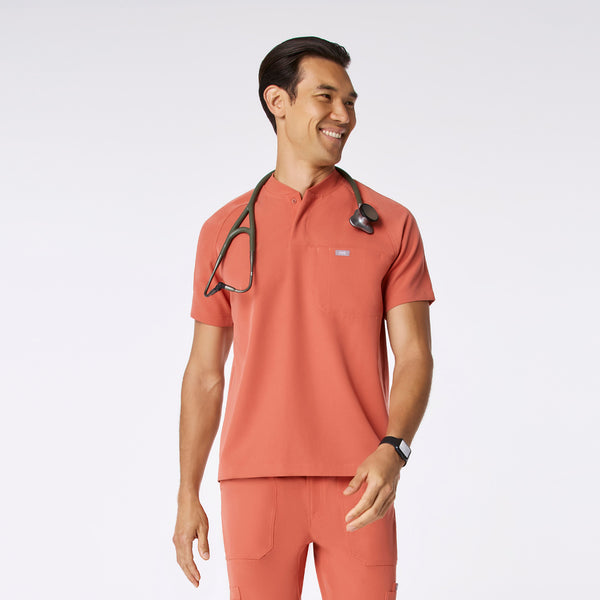 men's Spiced Cider Stratton Henley - Shortsleeve Scrub Top