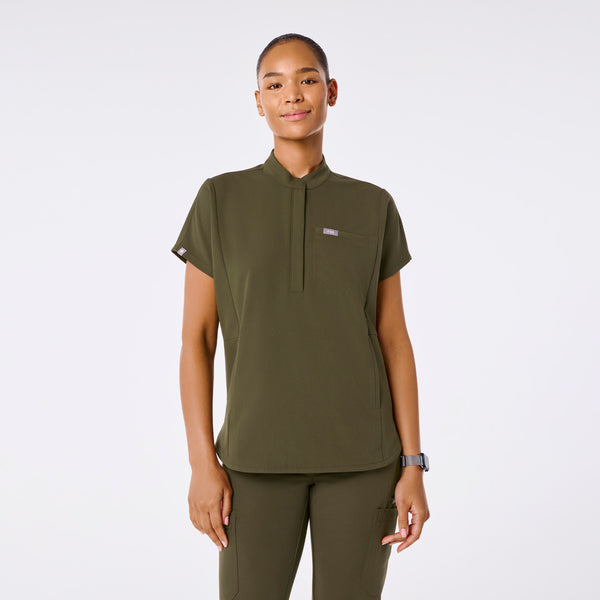 women's Spruce Montex - Mock Neck Scrub Top