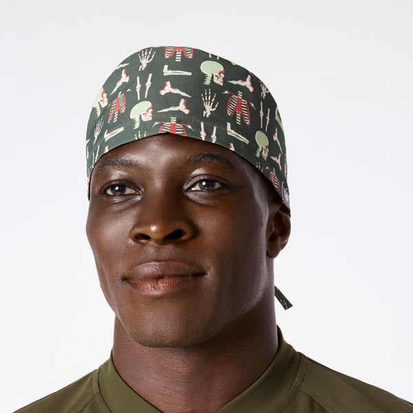Spruce Bone Print Modern - Classic Scrub Cap Buttonholes