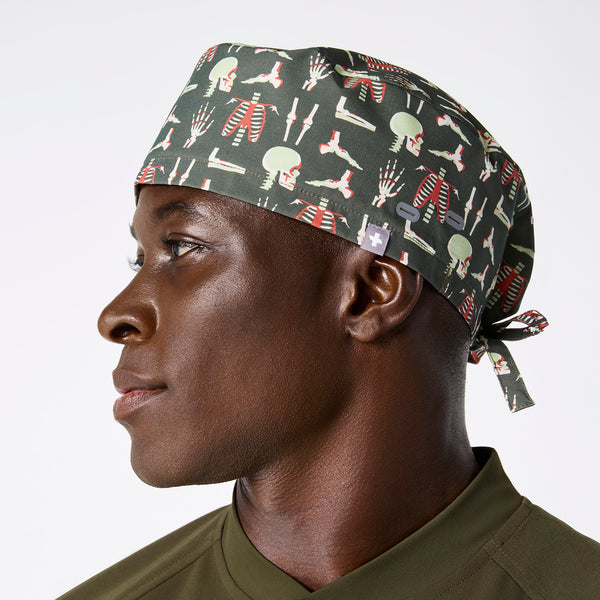 Spruce Bone Print Modern - Classic Scrub Cap Buttonholes