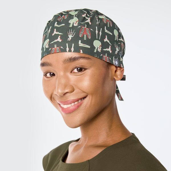 Spruce Bone Print Modern - Classic Scrub Cap Buttonholes