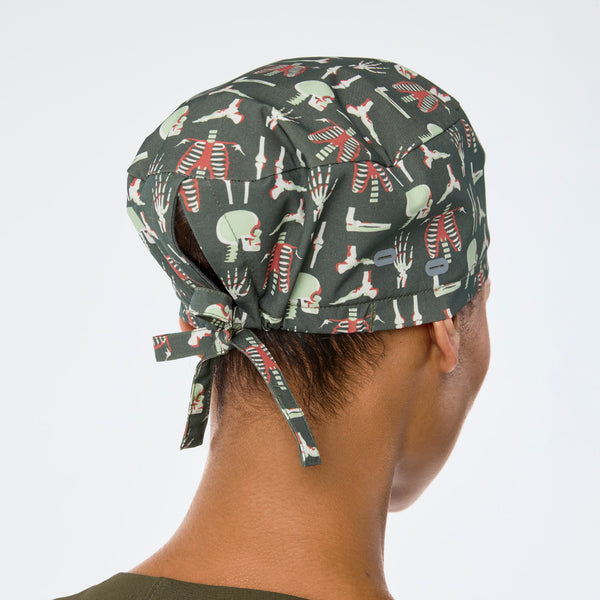Spruce Bone Print Modern - Classic Scrub Cap Buttonholes