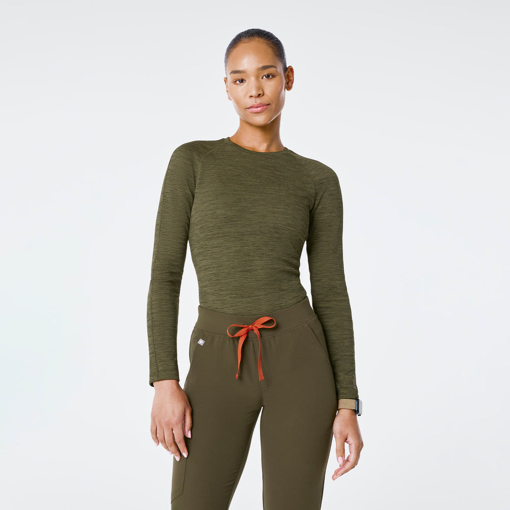 women's Spruce Space Dye Waffle - Longsleeve Underscrub
