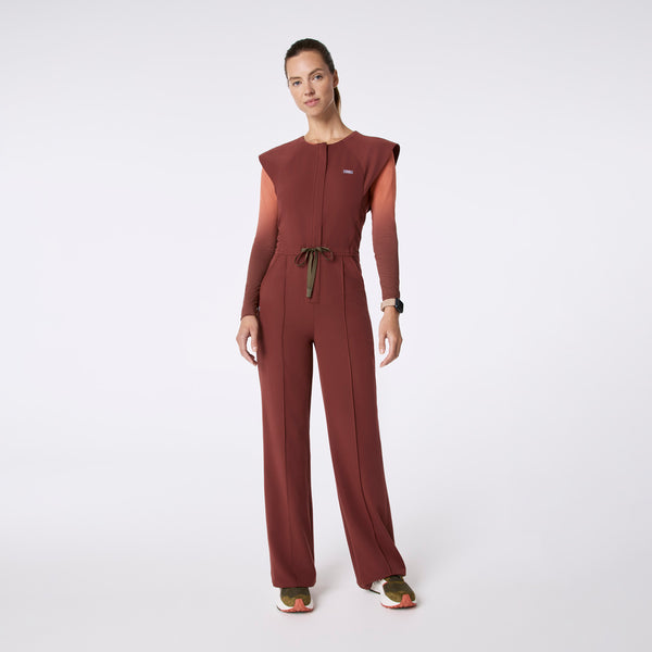 women's Walnut Layton Crewneck Wide Leg - Petite ScrubJumpsuit™