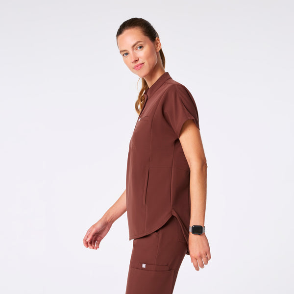 women's Walnut Montex - Mock Neck Scrub Top