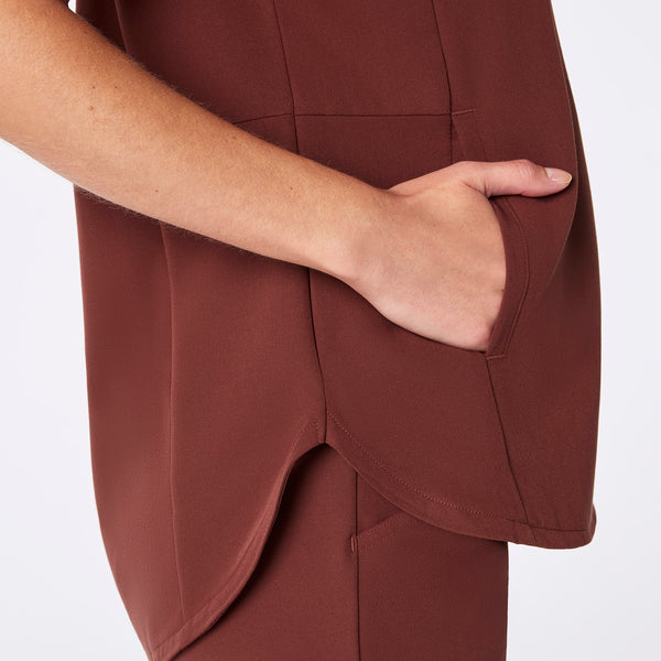 women's Walnut Montex - Mock Neck Scrub Top