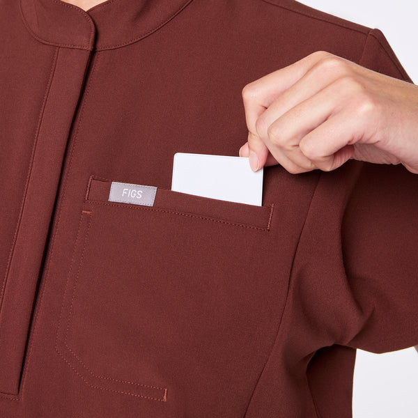women's Walnut Montex - Mock Neck Scrub Top