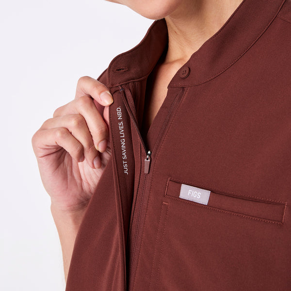 women's Walnut Montex - Mock Neck Scrub Top