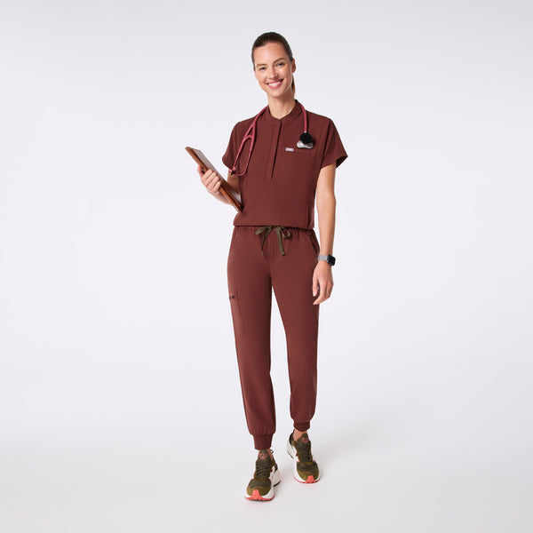 women's Walnut Montex - Mock Neck Scrub Top