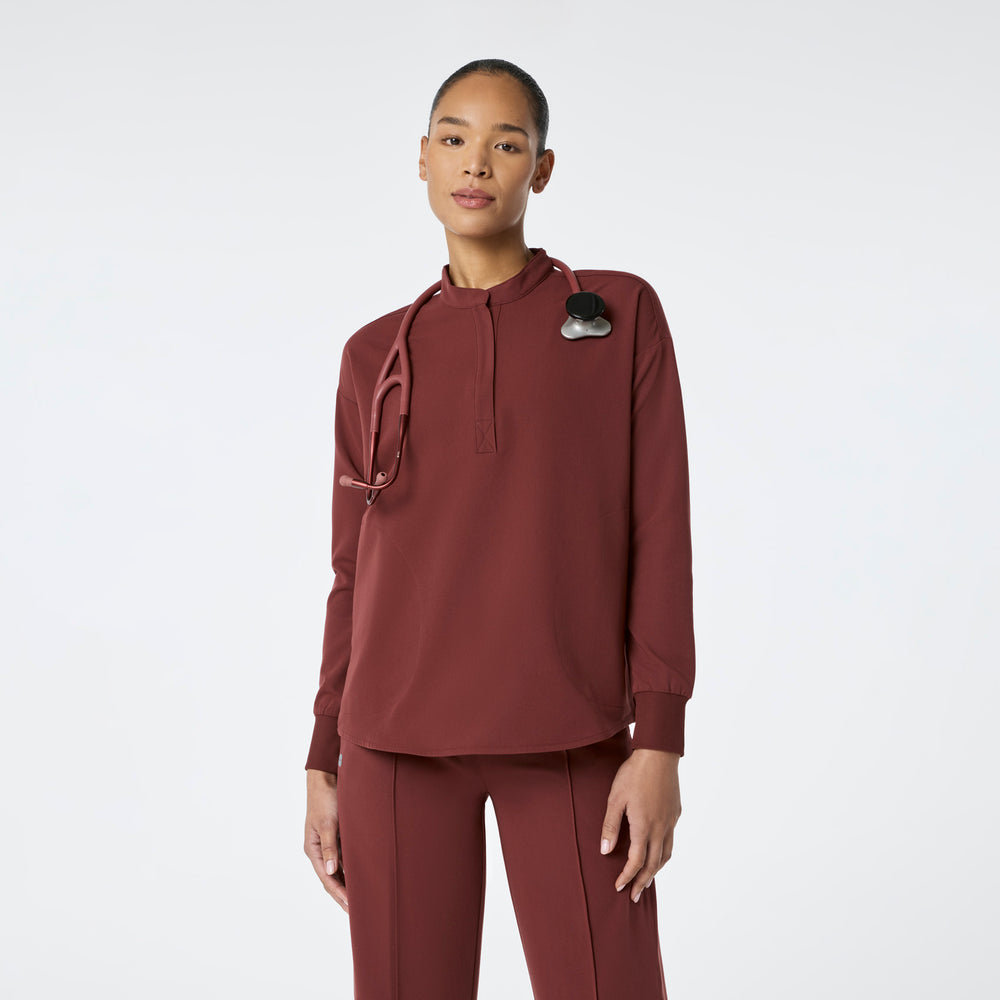 women's Walnut Rafaela Relaxed Longsleeve - Scrub Top