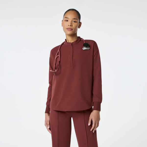 women's Walnut Rafaela Relaxed Longsleeve - Scrub Top