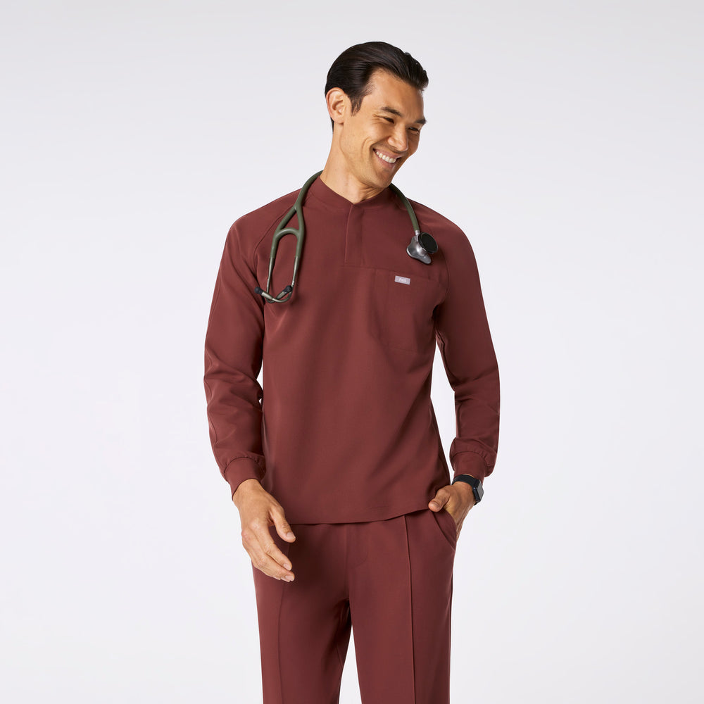 men's Walnut Stratton Henley - Longsleeve Scrub Top