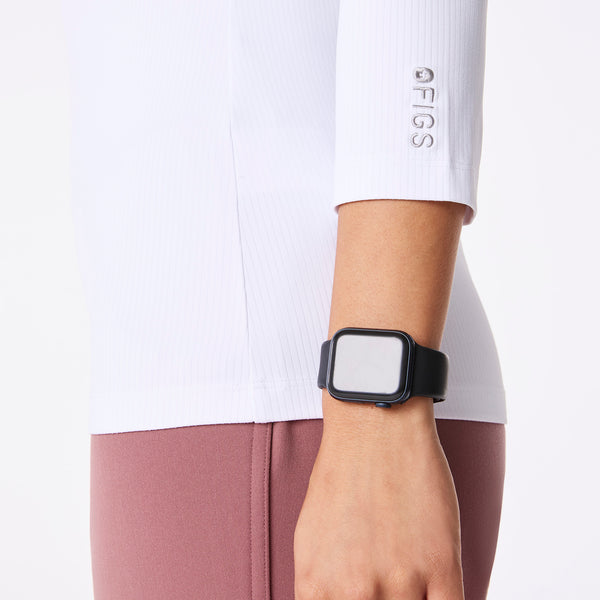 women's White Ribbed - ¾ Sleeve Underscrub