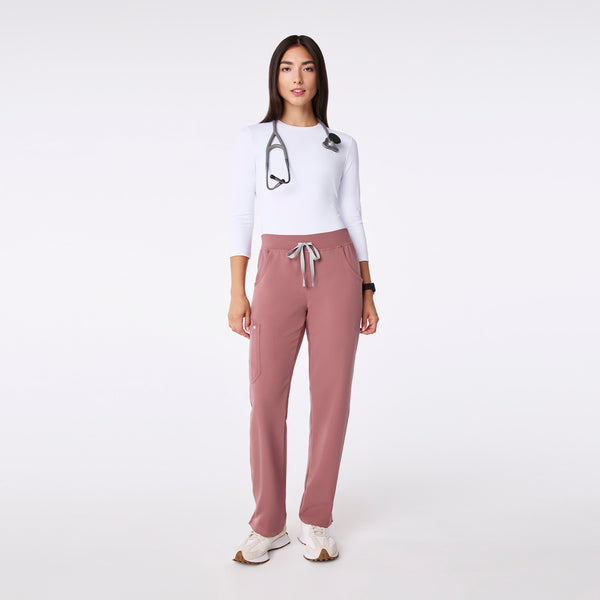 women's White Ribbed - ¾ Sleeve Underscrub