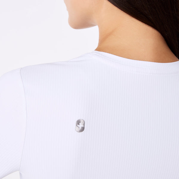 women's White Ribbed - ¾ Sleeve Underscrub