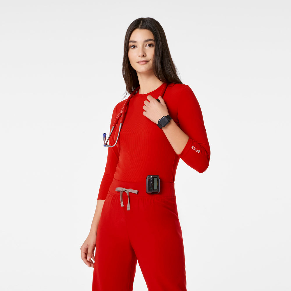 women's Winning Red Ribbed - ¾ Sleeve Underscrub