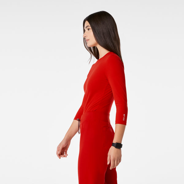 women's Winning Red Ribbed - ¾ Sleeve Underscrub